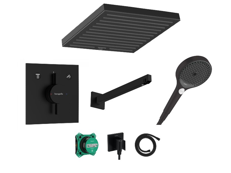 Hansgrohe Sistem de dus hansgrohe duoturn e, incastrat, 260 mm, 1 functie, mat, negru, 75417670-2st