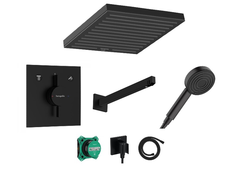 Hansgrohe Sistem de dus hansgrohe duoturn e, incastrat, 260 mm, 1 functie, mat, negru, 75417670-3st