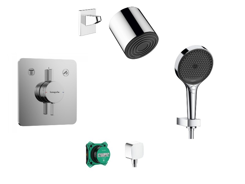 Hansgrohe Sistem de dus hansgrohe duoturn q, incastrat, 105 mm, set dus, crom, 75414000-6st