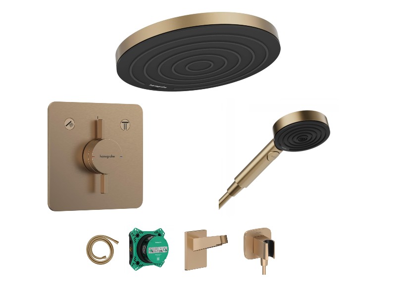 Hansgrohe Sistem de dus hansgrohe duoturn q, incastrat, 260 mm, 1 functie, mat, bronz, 75414140-1st
