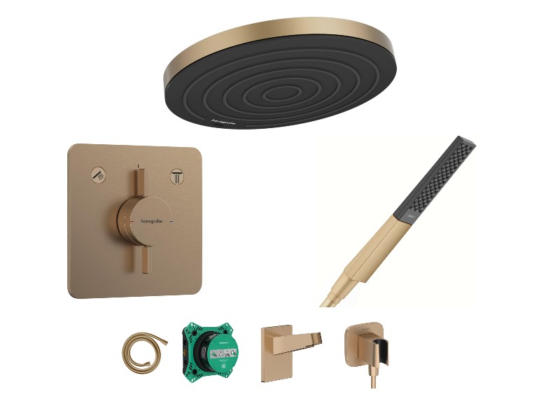 Hansgrohe Sistem de dus hansgrohe duoturn q, incastrat, 260 mm, 1 functie, mat, bronz, 75414140-3st