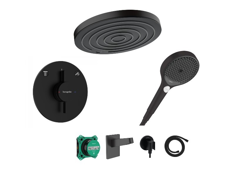 Hansgrohe Sistem de dus hansgrohe duoturn s, incastrat, 260 mm, 1 functie, mat, negru, 75418670-1st