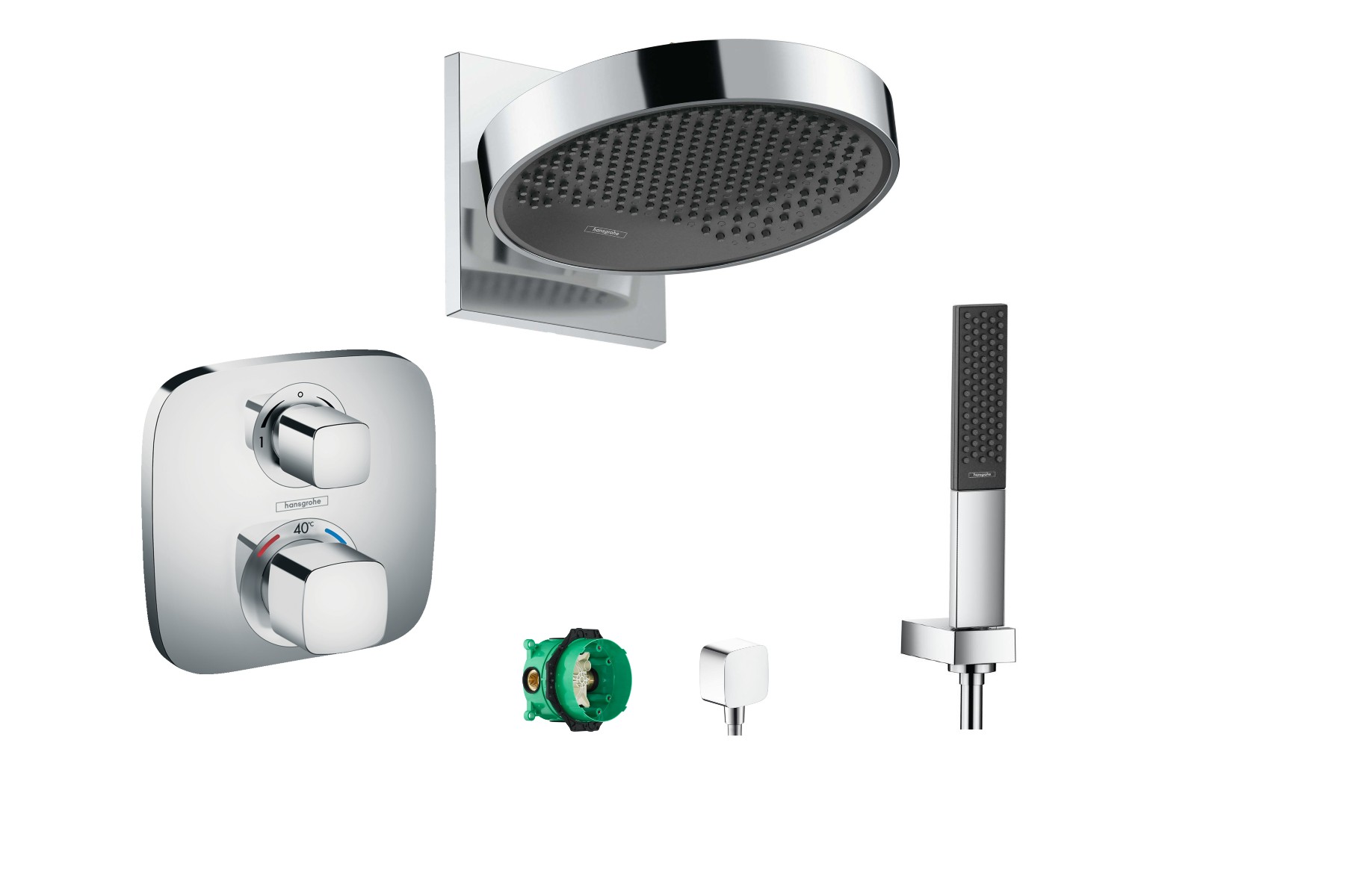 Hansgrohe Sistem de dus hansgrohe ecostat, incastrat, termostat, 250 mm, 1 functie, crom, 26226000