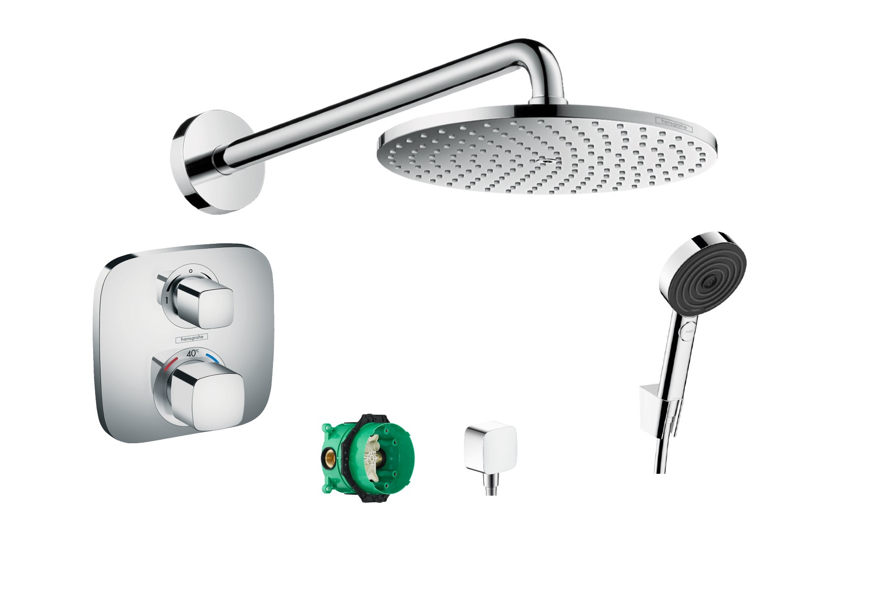 Hansgrohe Sistem de dus hansgrohe ecostat, incastrat, termostat, 240 mm, 1 functie, crom, 26226000