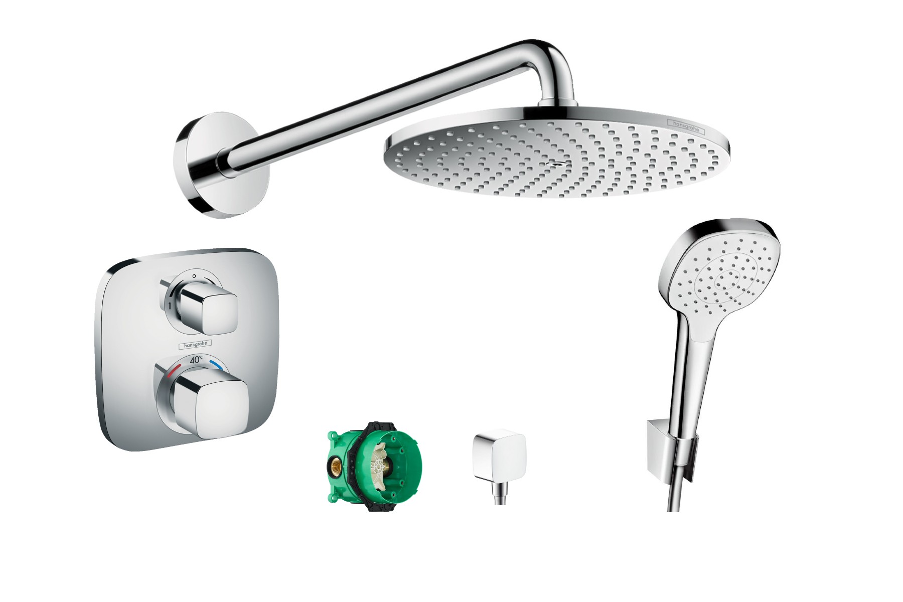 Hansgrohe Sistem de dus hansgrohe ecostat, incastrat, termostat, 240 mm, 1 functie, crom, 26226000