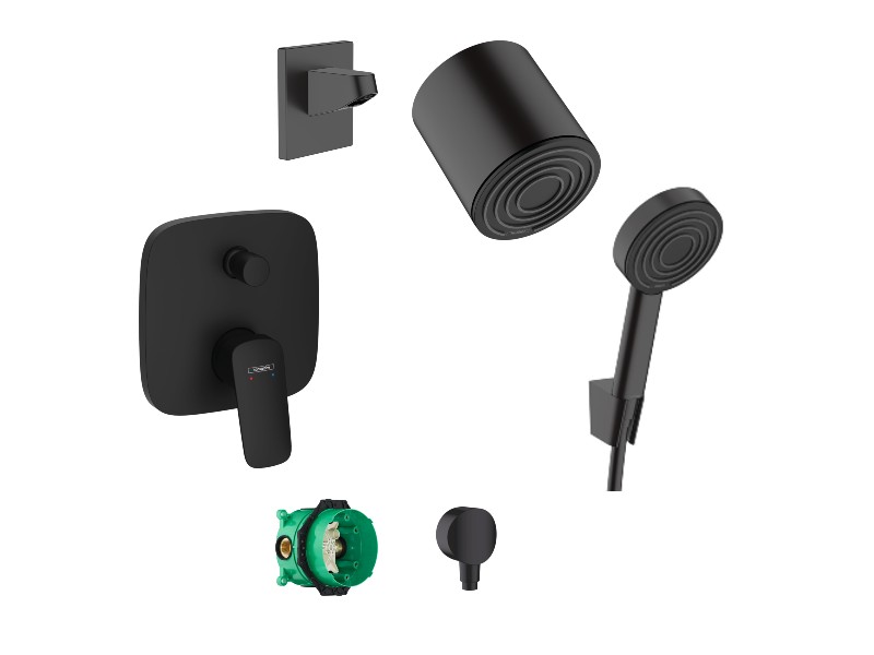 Hansgrohe Sistem de dus hansgrohe logis, incastrat, 105 mm, 1 functie, mat, negru, 71405670-1st
