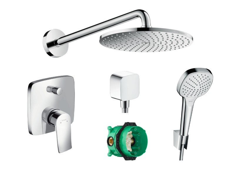 Hansgrohe Sistem de dus hansgrohe metris 31454000, 1/2'', incastrat, monocomanda, 240 mm, 1 pulverizare, anti-calcar, crom