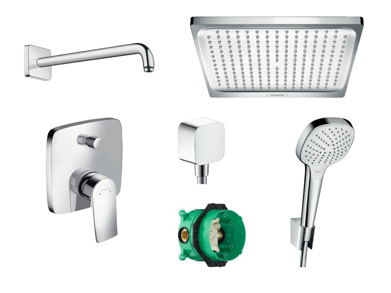 Hansgrohe Sistem de dus hansgrohe metris 31454000, 1/2'', incastrat, monocomanda, 240 x 240 mm, 1 pulverizare, anti-calcar, crom