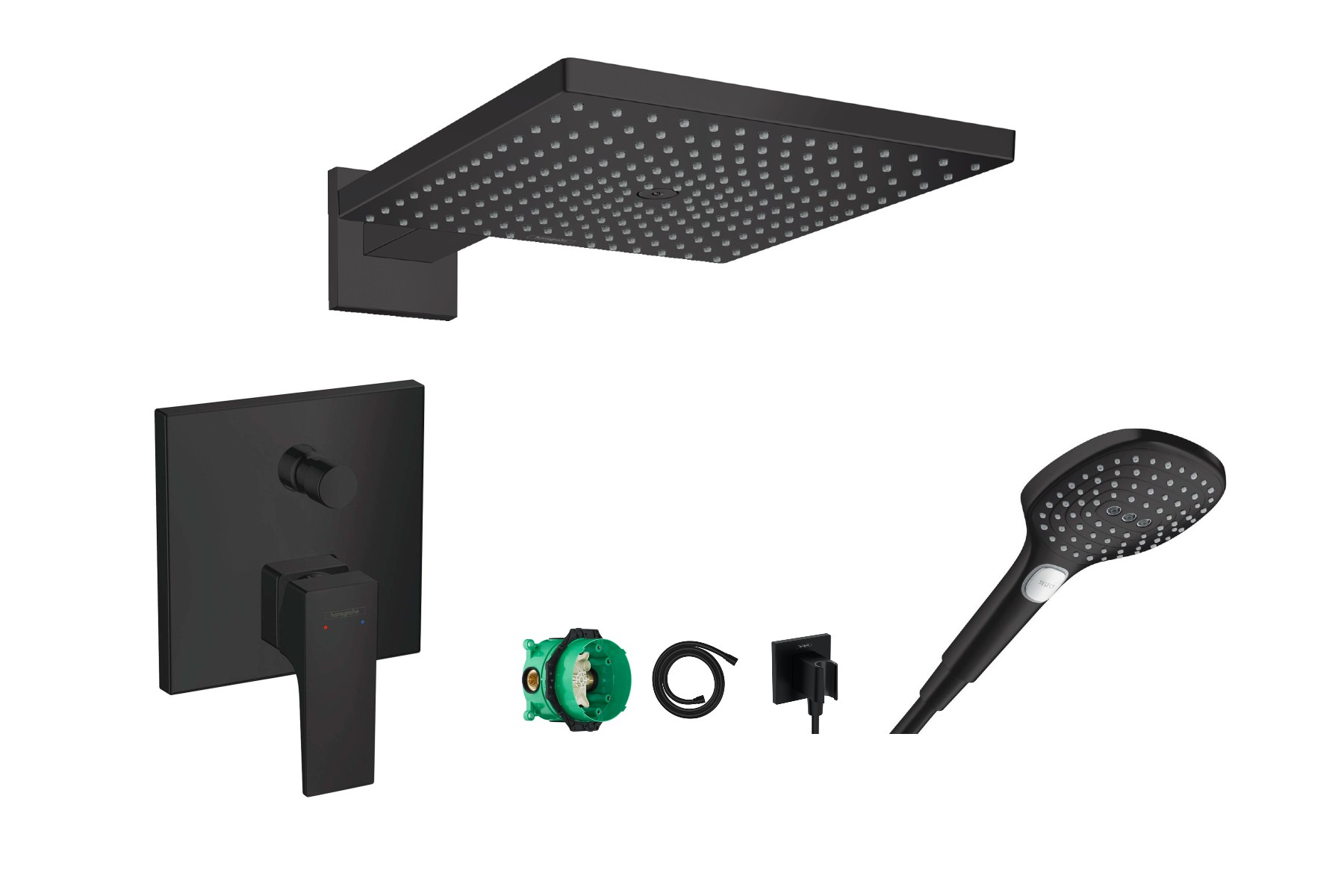 Hansgrohe Sistem de dus hansgrohe metropol, incastrat, 300 mm, mat, negru, 32545670