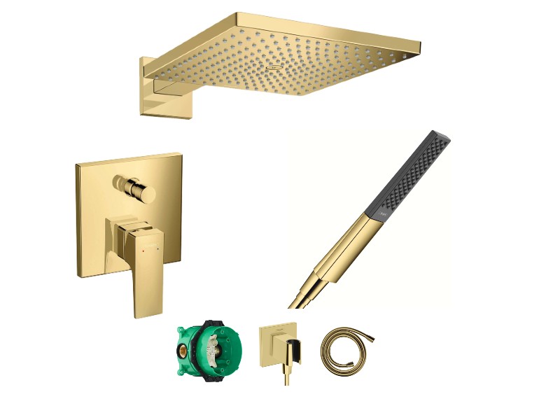 Hansgrohe Sistem de dus hansgrohe metropol, incastrat, 310 mm, 1 functie, lucios, auriu, 32545990-1st