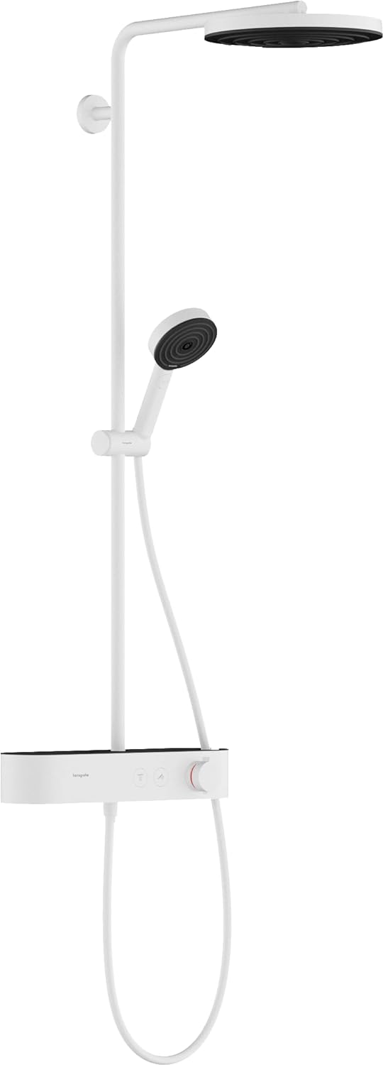 Hansgrohe Sistem de dus hansgrohe pulsify s, aparent, termostat, 260 mm, 3 functii, mat, alb, 24221700