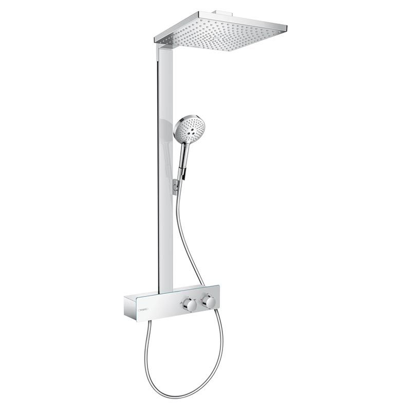 Hansgrohe Sistem de dus hansgrohe raindance e 27362000, 1/2'', aparent, 300 x 300 mm, termostat, 2 pulverizari, anti-calcar, crom
