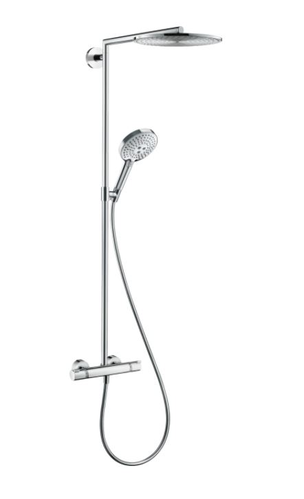 Hansgrohe Sistem de dus hansgrohe raindance select e 27114000, 1/2'', aparent, termostat, 300 mm, 1 pulverizare, anti-calcar,