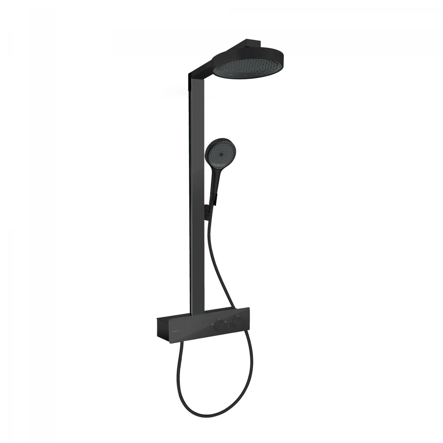 Hansgrohe Sistem de dus hansgrohe rainfinity, aparent, termostat, 250 mm, 1 functie, mat, negru, 28742670