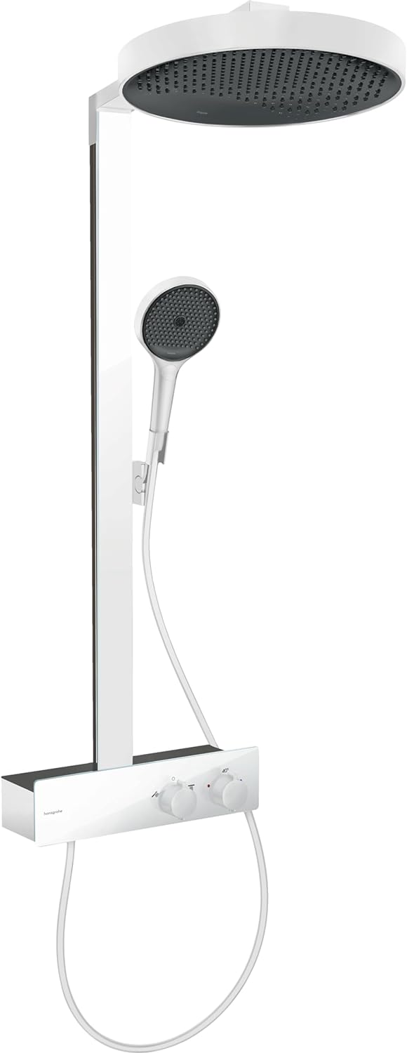 Hansgrohe Sistem de dus hansgrohe rainfinity, aparent, termostat, 360 mm, 3 functii, mat, alb, 26853700