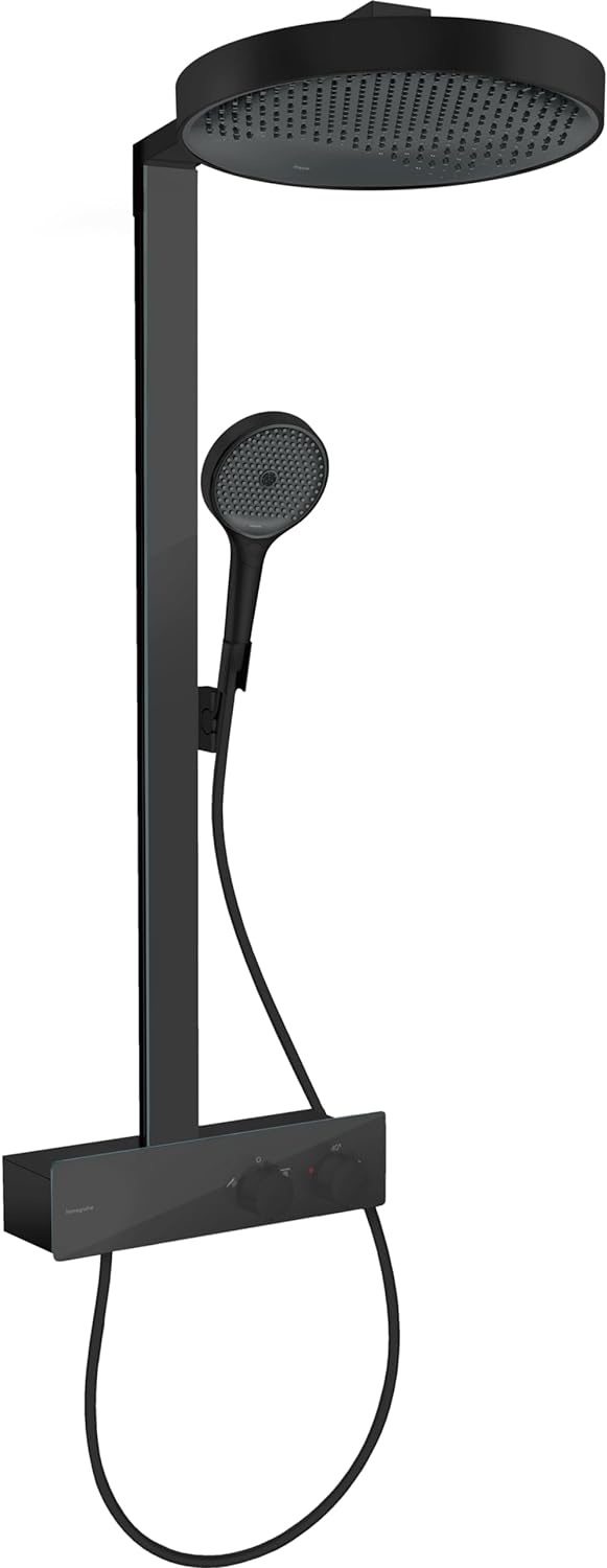 Hansgrohe Sistem de dus hansgrohe rainfinity, aparent, termostat, 360 mm, 3 functii, mat, negru, 26853670
