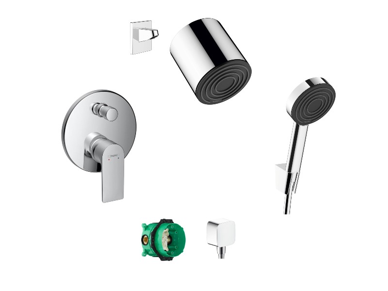 Hansgrohe Sistem de dus hansgrohe rebris e, incastrat, 105 mm, 1 functie, crom, 72468000-1st
