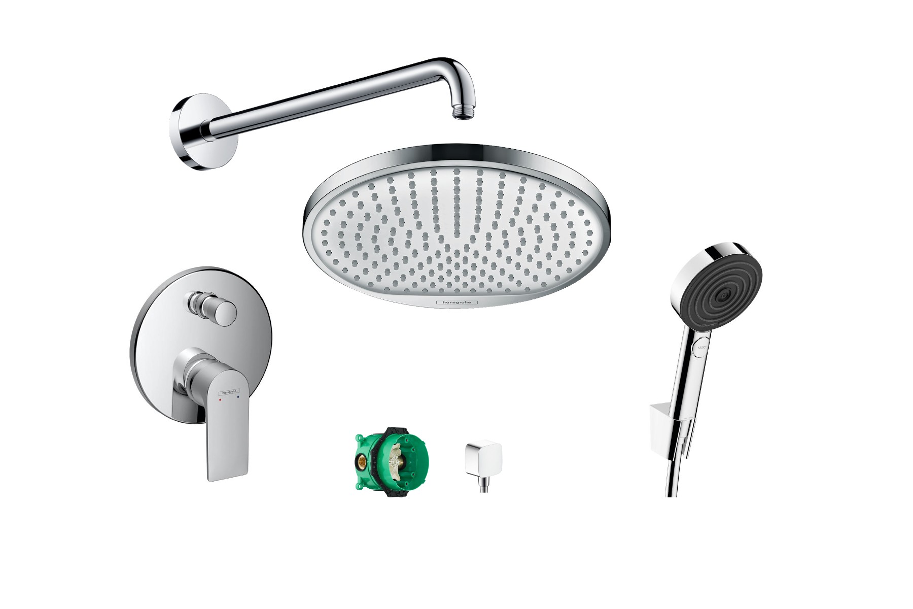 Hansgrohe Sistem de dus hansgrohe rebris e, incatrat, 240 mm, 1 functie, crom, 26723000