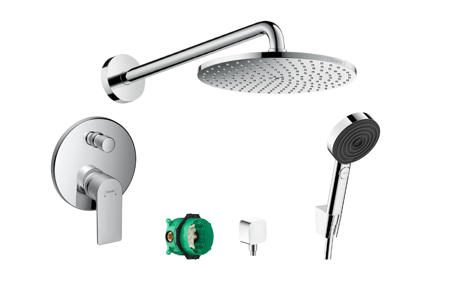 Hansgrohe Sistem de dus hansgrohe rebris e, incatrat, 240 mm, 1 functie, crom, 26723000