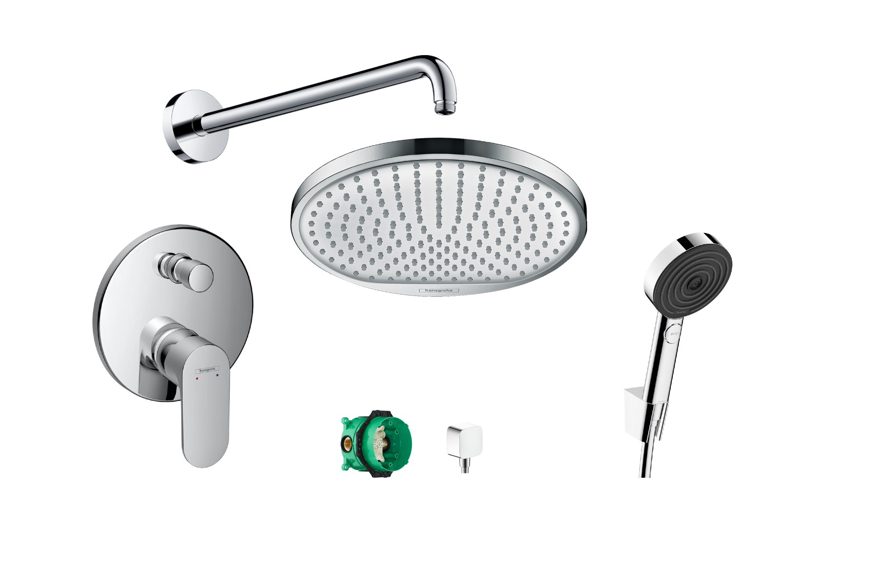 Hansgrohe Sistem de dus hansgrohe rebris s, incatrat, 240 mm, 1 functie, crom, 26723000