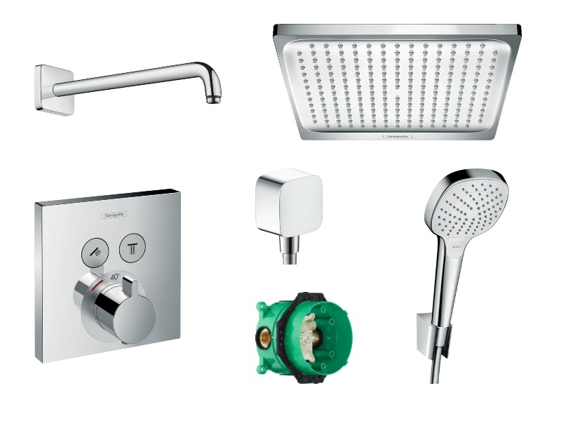 Hansgrohe Sistem de dus hansgrohe showerselect 15763000, 1/2'', incastrat, termostat, 240 x 240 mm, 1 pulverizare, anti-calcar,