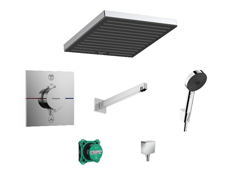 Hansgrohe Sistem de dus hansgrohe showerselect, incastrat, termostat, 260 mm, 1 functie, crom, 15572000-1st