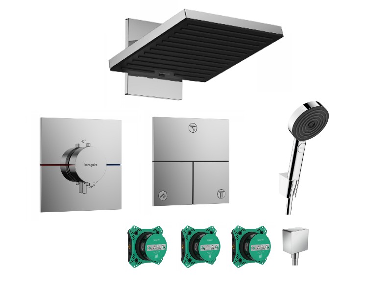 Hansgrohe Sistem de dus hansgrohe showerselect, incastrat, termostat, 260 mm, 2 functii, crom, 15574000-1st