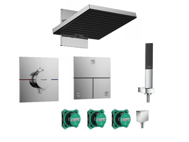 Hansgrohe Sistem de dus hansgrohe showerselect, incastrat, termostat, 260 mm, 2 functii, crom, 15574000-2st