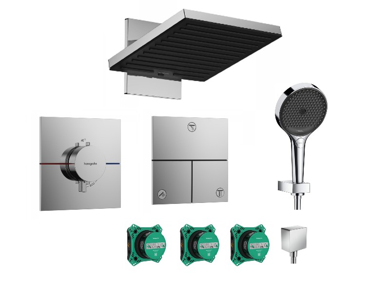 Hansgrohe Sistem de dus hansgrohe showerselect, incastrat, termostat, 260 mm, 2 functii, crom, 15574000-3st