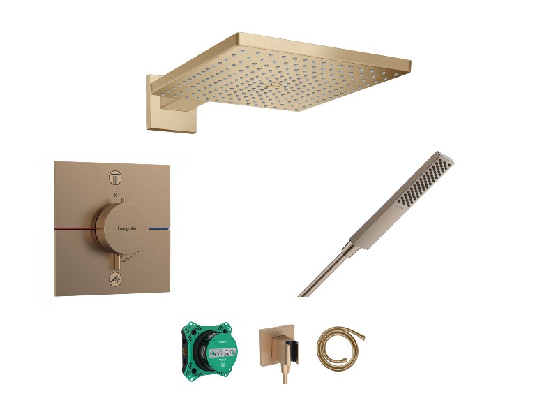 Hansgrohe Sistem de dus hansgrohe showerselect, incastrat, termostat, 300 mm, 1 functie, mat, bronz, 15572140-1st