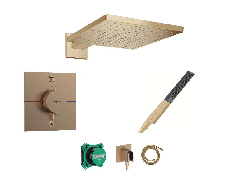 Hansgrohe Sistem de dus hansgrohe showerselect, incastrat, termostat, 300 mm, 1 functie, mat, bronz, 15572140-2st