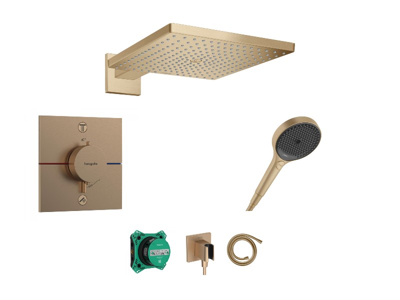 Hansgrohe Sistem de dus hansgrohe showerselect, incastrat, termostat, 300 mm, 1 functie, mat, bronz, 15572140-3st
