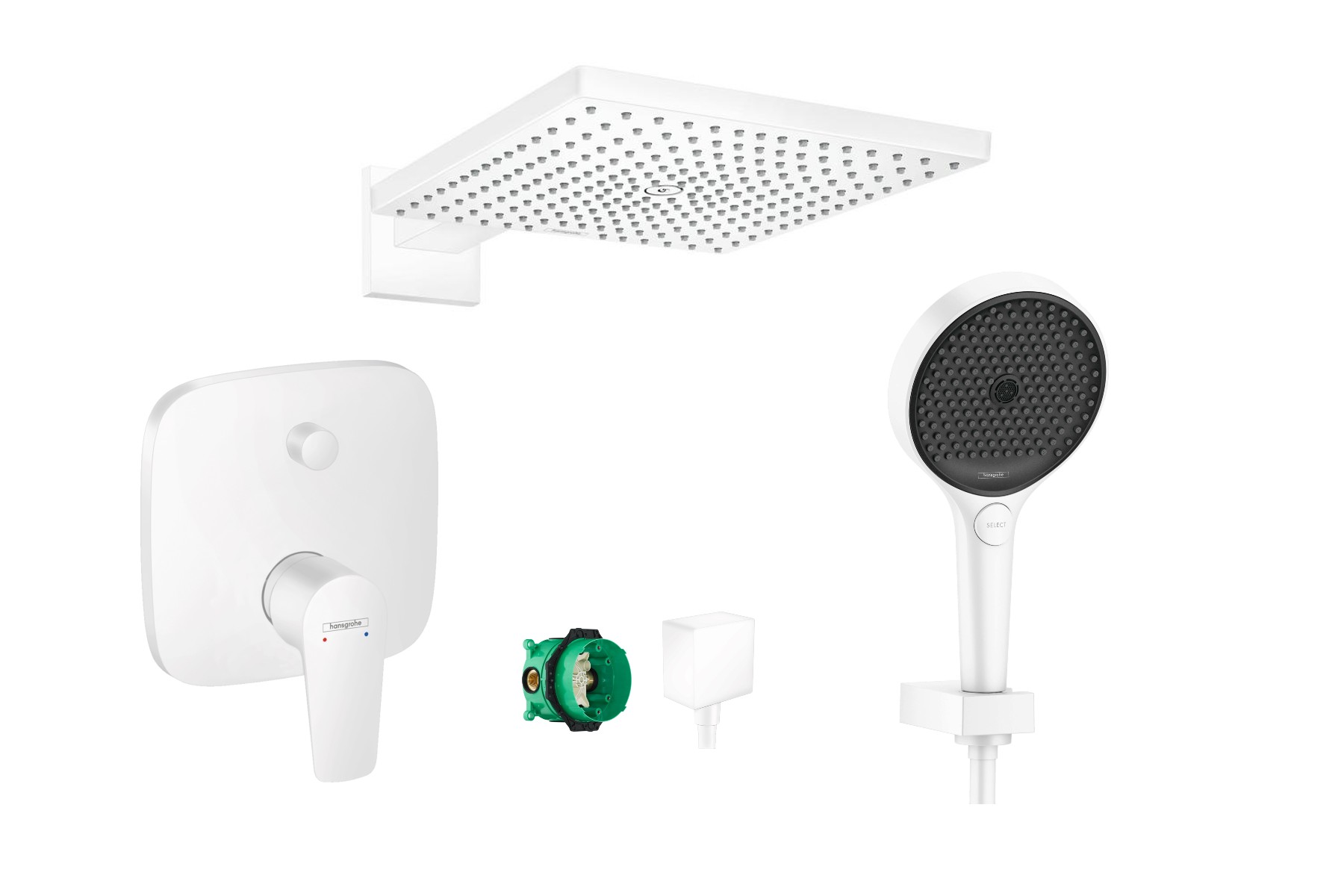 Hansgrohe Sistem de dus hansgrohe talis e, incastrat, 300 mm, 1 functie, mat, alb, 26238700