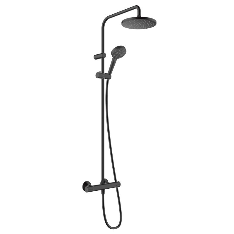 Hansgrohe Sistem de dus hansgrohe vernis blend 26276670, 1/2'', aparent, termostat, 205 mm, 1 pulverizare, anti-calcar, mat,