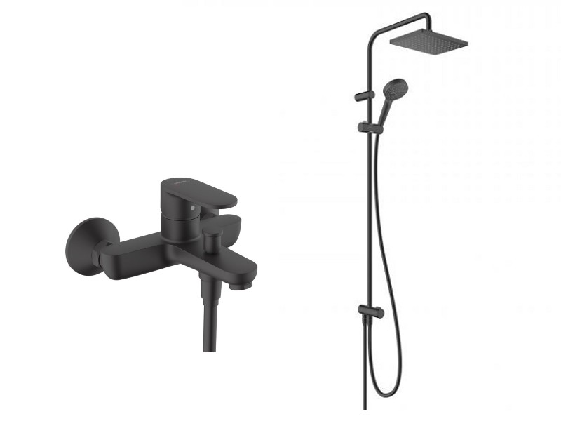 Hansgrohe Sistem de dus hansgrohe vernis blend 71440670, 1/2'', aparent, monocomanda, pipa cada, 230 mm, 2 pulverizari, 1.6 m,