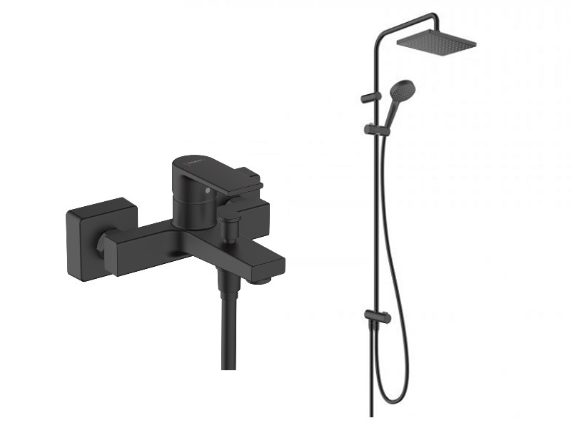 Hansgrohe Sistem de dus hansgrohe vernis shape 71450670, 1/2'', aparent, monocomanda, pipa cada, 230 mm, 2 pulverizari, 1.6 m,