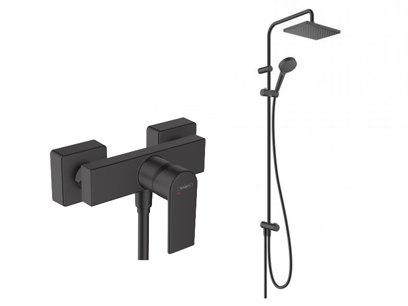 Hansgrohe Sistem de dus hansgrohe vernis shape 71650670, 1/2'', aparent, termostat, 230 mm, 2 pulverizari, 1.6 m, anti-calcar,