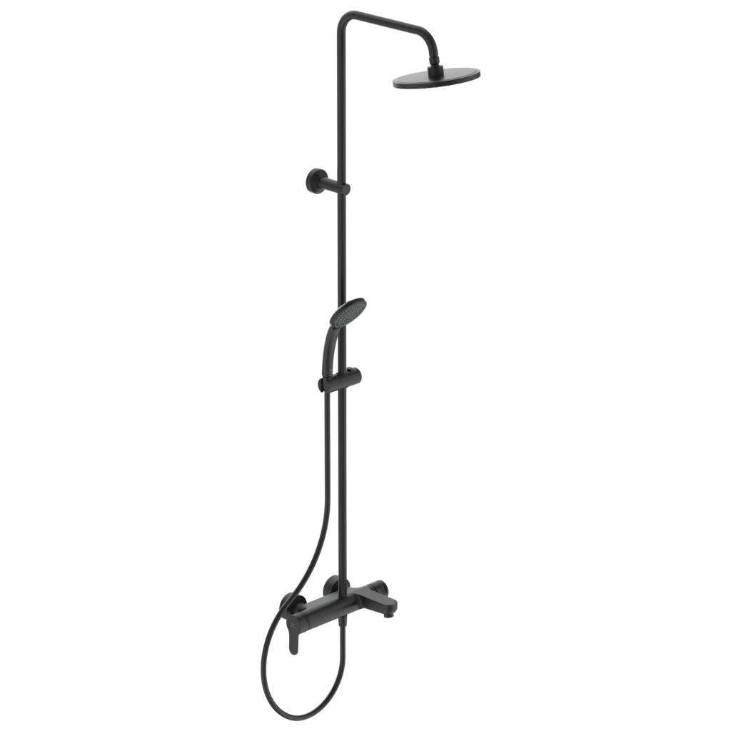 Ideal Standard Sistem de dus ideal standard ceraline bc749xg, 1/2'', aparent, 200 mm, 1 pulverizare, diverter, pipa cada, mat,