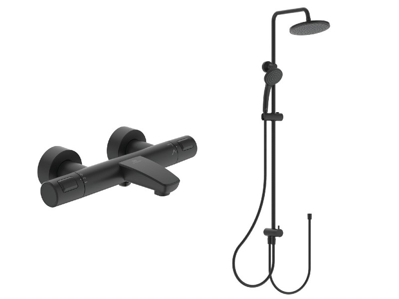 Ideal Standard Sistem de dus ideal standard ceratherm a7544xg, 1/2'', aparent, termostat, pipa cada, 200 mm, 1 pulverizare, mat,