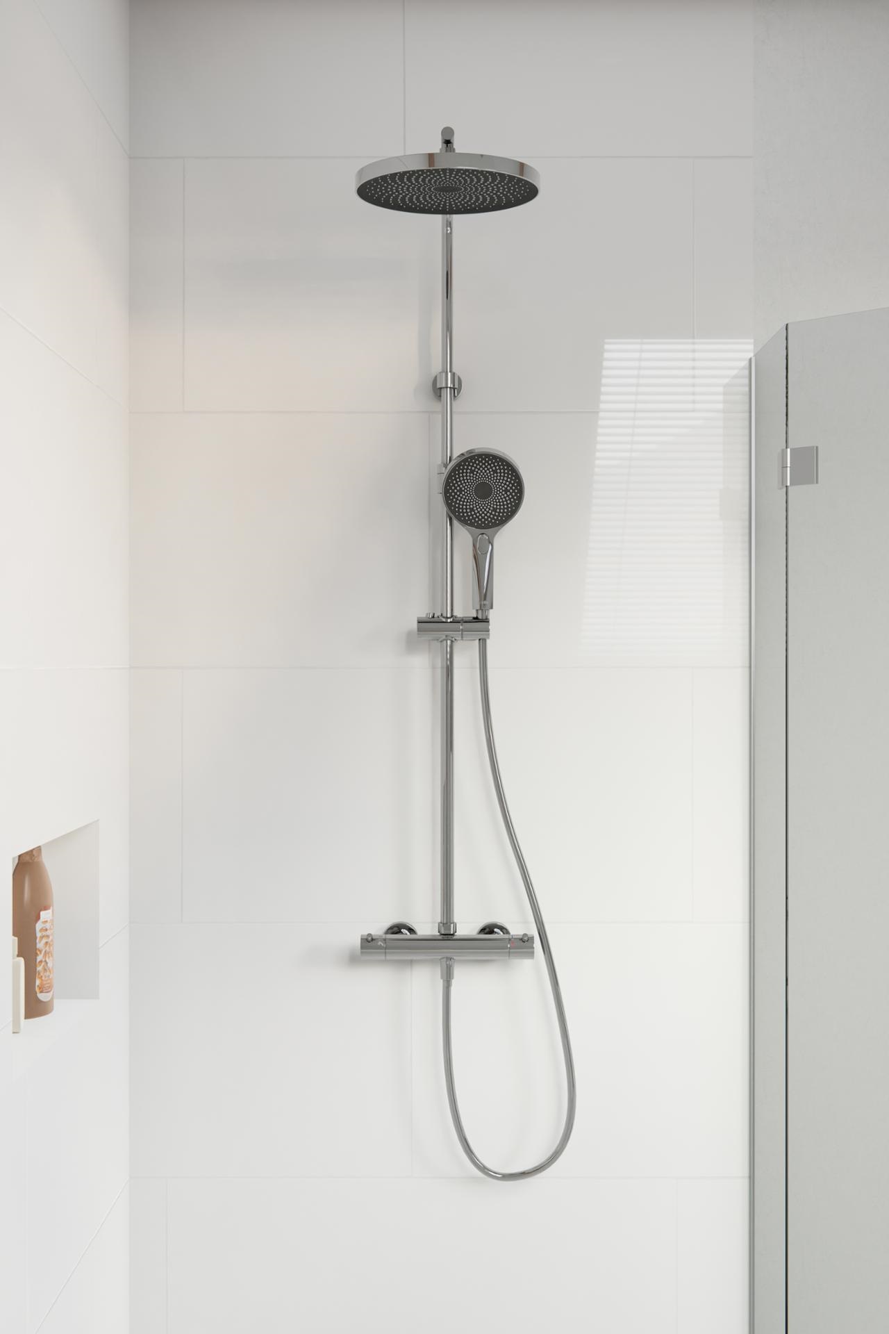 Kielle  Sistem de dus kielle oudee 20602010, 1/2'', aparent, termostat, 260 mm, 1 pulverizare, anti-calcar, crom