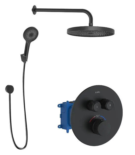 Kielle  Sistem de dus kielle vega, incastrat, termostat, 260 mm, 1 functie, mat, negru, 20602spt24