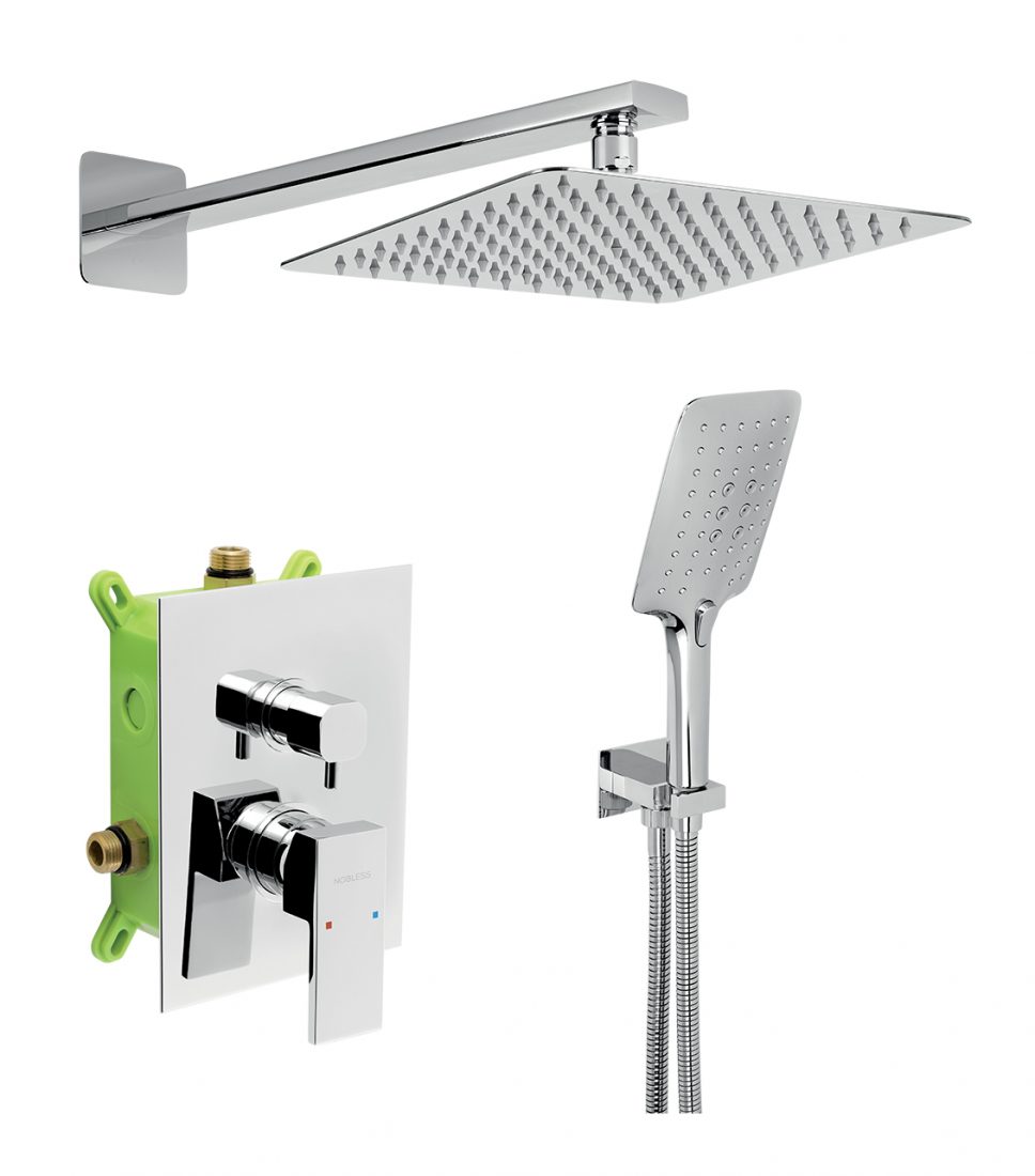 Novaservis Sistem de dus novaservis nobless edge, incastrat, 250 mm, 1 functie, crom, sada36051r,0