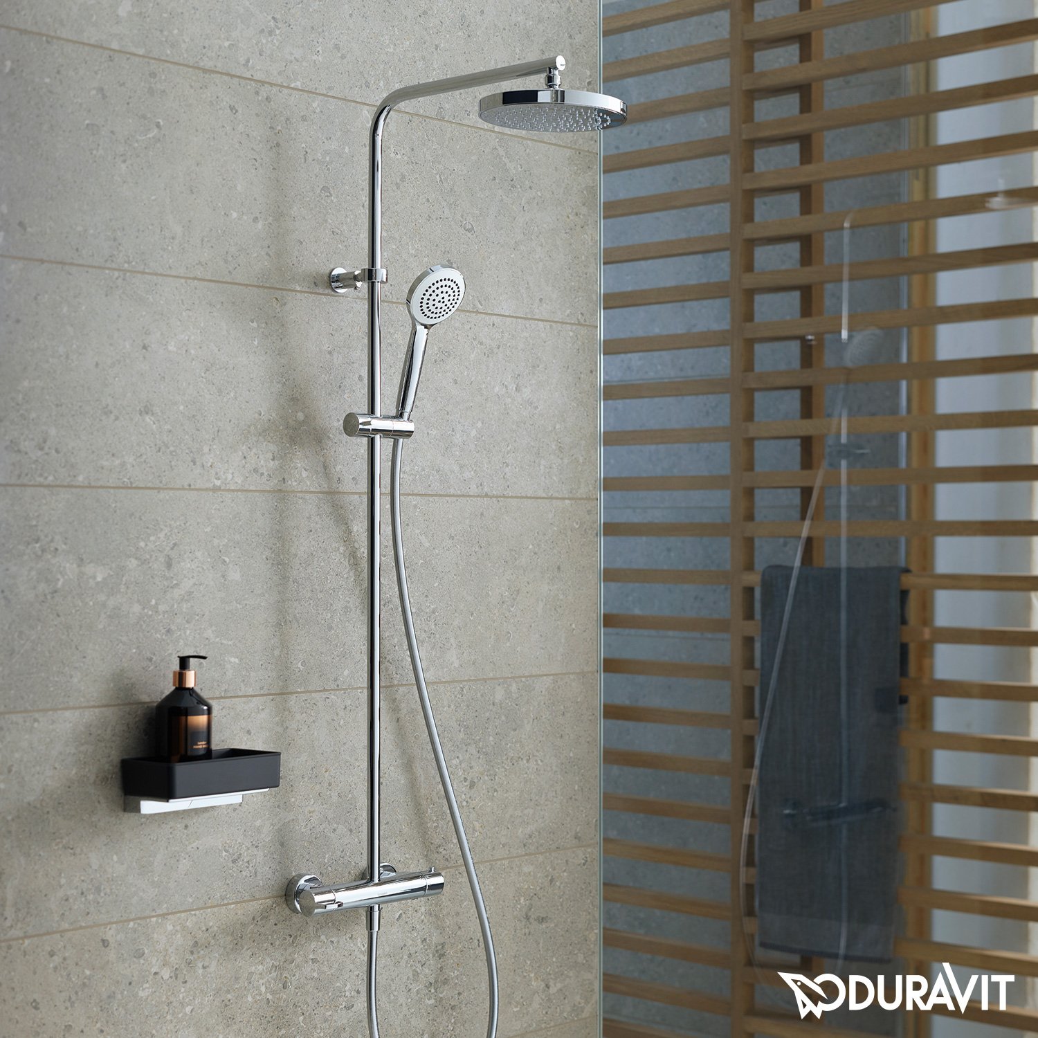 Sistem de dus Duravit B14280008010, dus B.1, tip incastrare aparent, pentru dus, pentru un dus confortabil zilnic, crom [6]