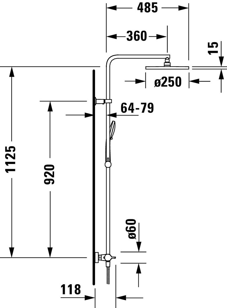 Sistem de dus Duravit B14280008010, dus B.1, tip incastrare aparent, pentru dus, pentru un dus confortabil zilnic, crom [11]
