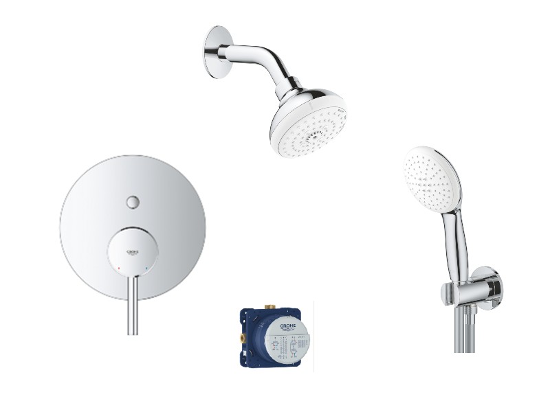 Grohe Sistem dus grohe concetto, incastrat, 100 mm, set dus, crom, 24054001-3st