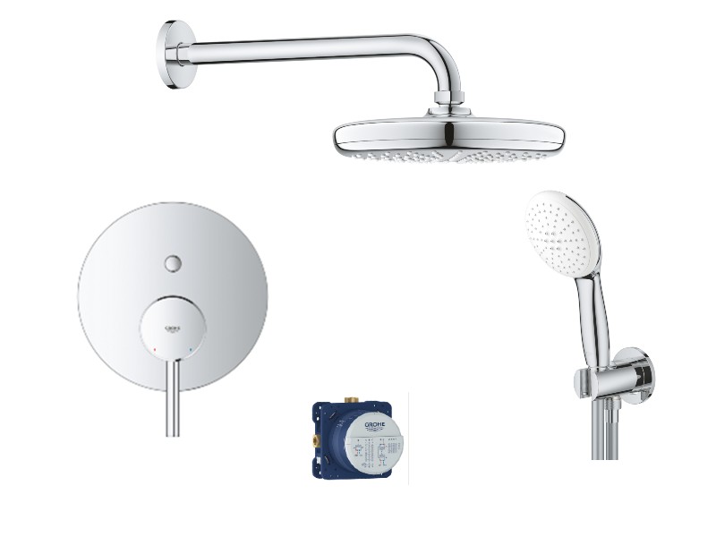 Grohe Sistem dus grohe concetto, incastrat, 210 mm, set dus, crom, 24054001-2st