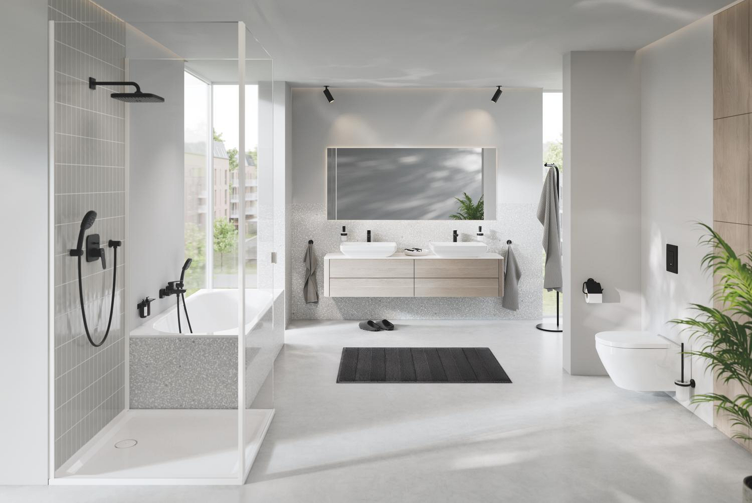 Sistem dus Grohe 1053362430, 250 mm, 1 bar, 110 mm, 1.5 m, 380 mm, 1 functii palarie dus, 3 functii para dus, Negru