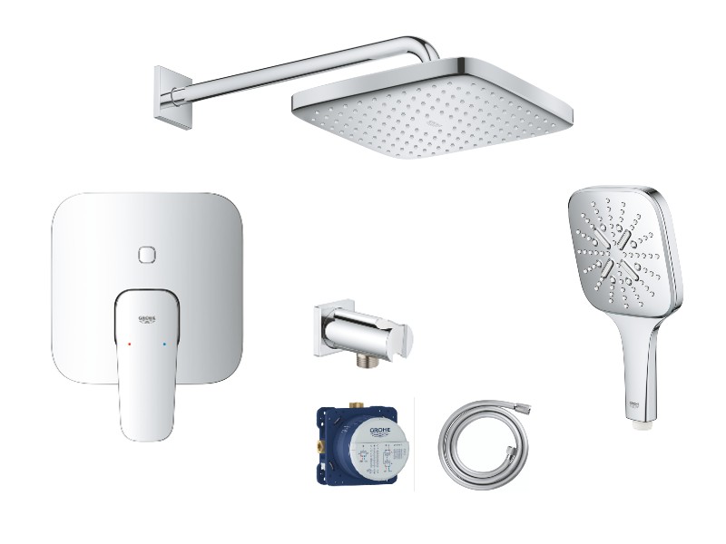 Grohe Sistem dus grohe cubeo, incastrat, 250 mm, set dus, crom, 1017780000-1st