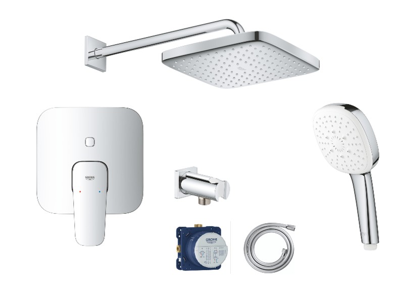 Grohe Sistem dus grohe cubeo, incastrat, 250 mm, set dus, crom, 1017780000-2st
