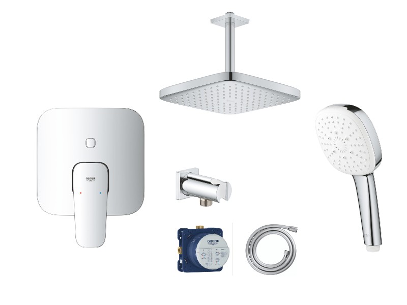 Grohe Sistem dus grohe cubeo, incastrat, 250 mm, set dus, crom, 1017780000-11st